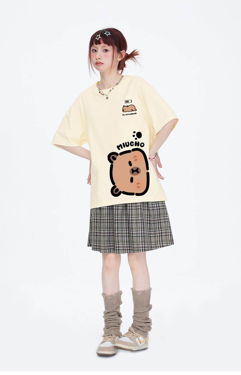 Áo thun Capybara form rộng local brand ATD1222 Miucho tay ngắn cổ tròn in mix_thumbnail_5