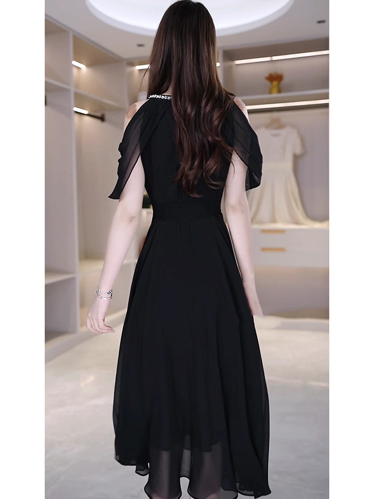 17446-Đầm voan xoè đen khoét vai cổ viền hạt ( voan, lót)_thumbnail_2