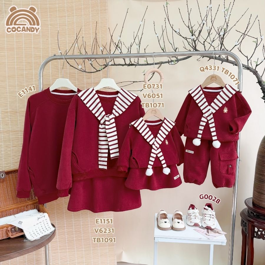 Chân váy cộc nỉ đỏ xoè A đính nơ NỮ_thumbnail_5