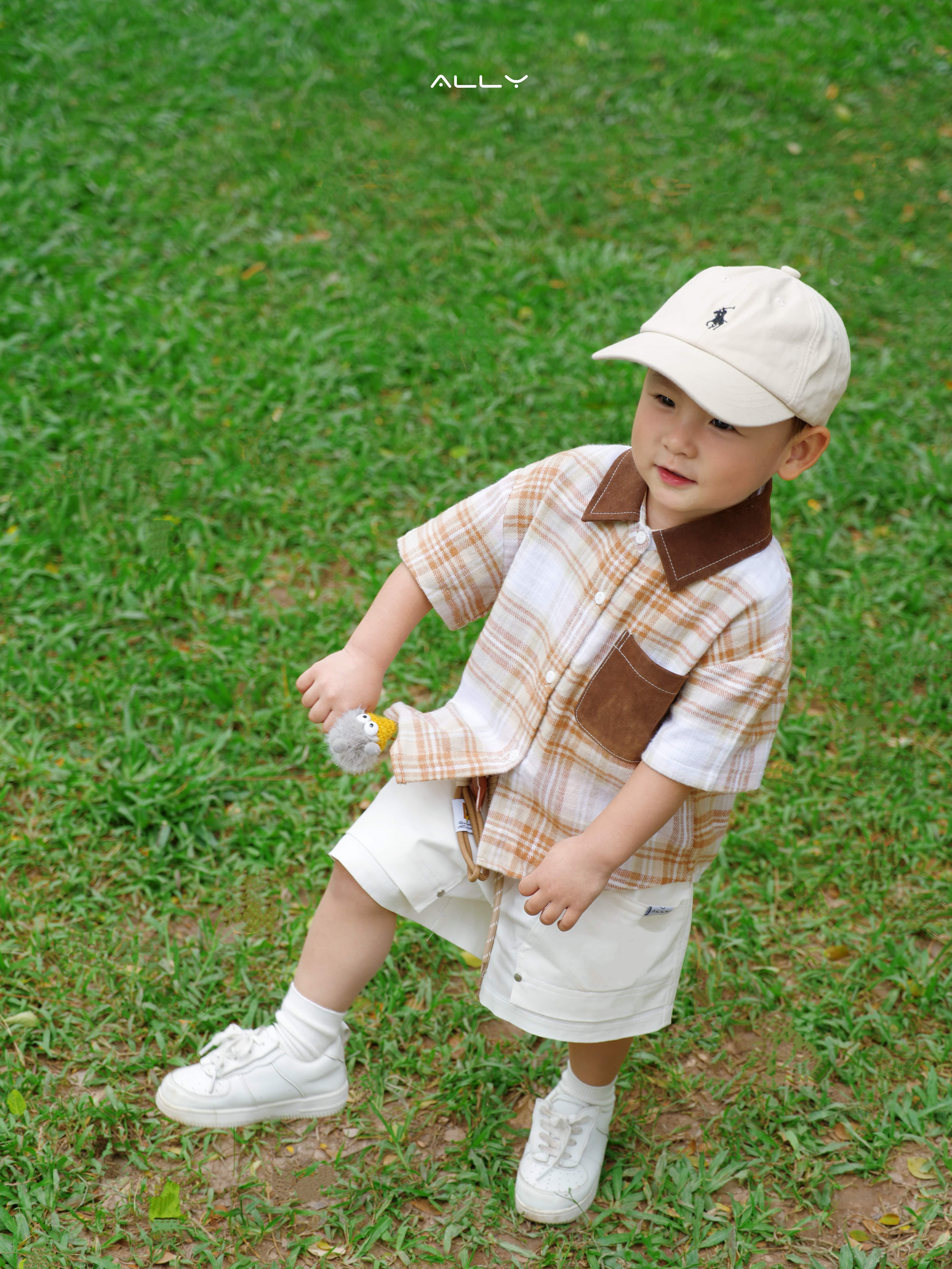 Áo sơ mi cotton phối cổ da lộn cho bé trai_thumbnail_4