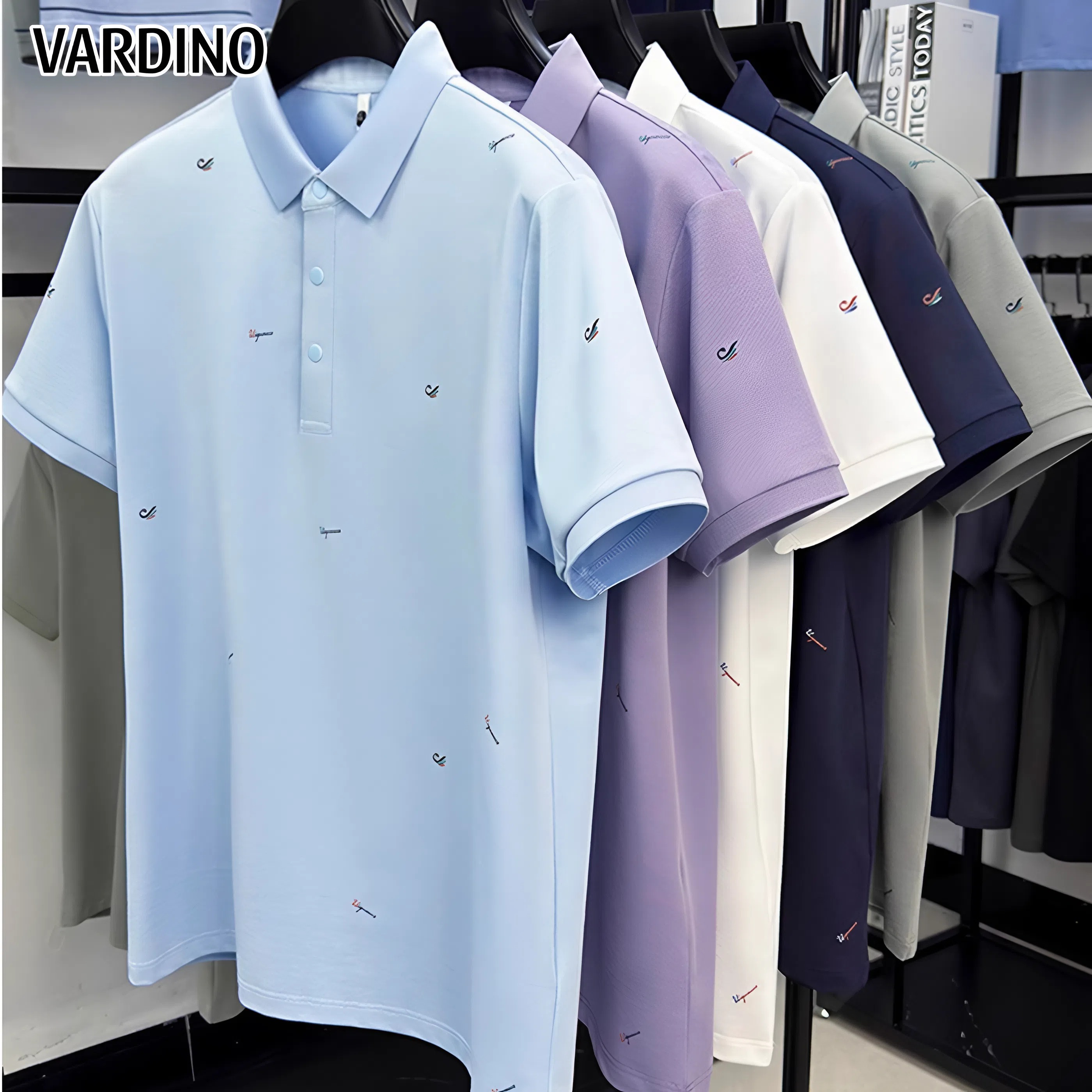 Áo polo cotton pima hoạ tiết xanh nhạt Vardino P2506_thumbnail_3