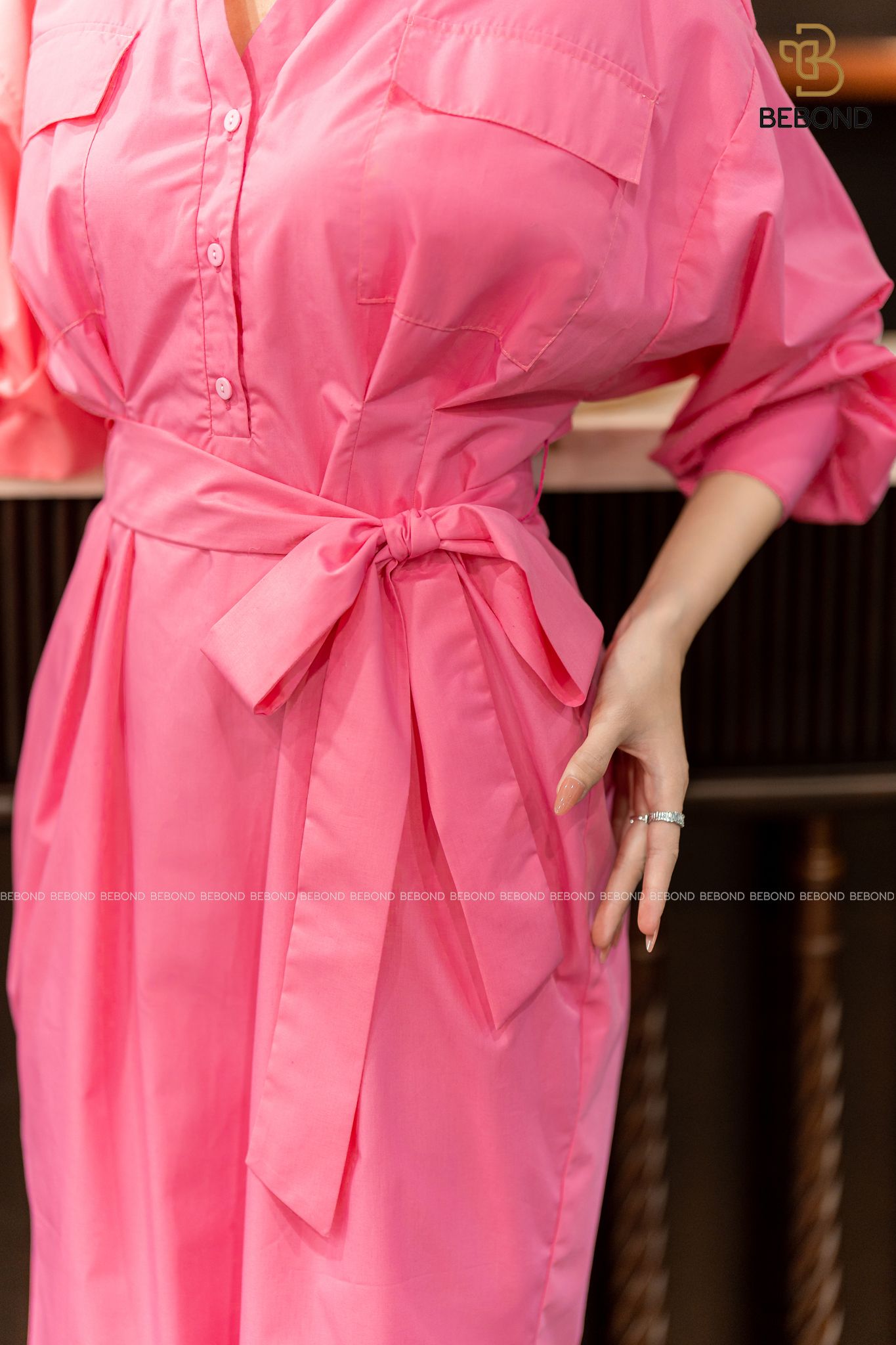 ĐẦM SƠ MI CỔ CÁCH ĐIỆU MÀU HỒNG - JESSICA DRESS