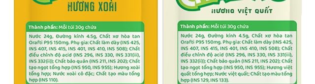 Thạch Ích Nhi bổ sung chất xơ 21 gói (từ 2 tuổi) - Thành phần