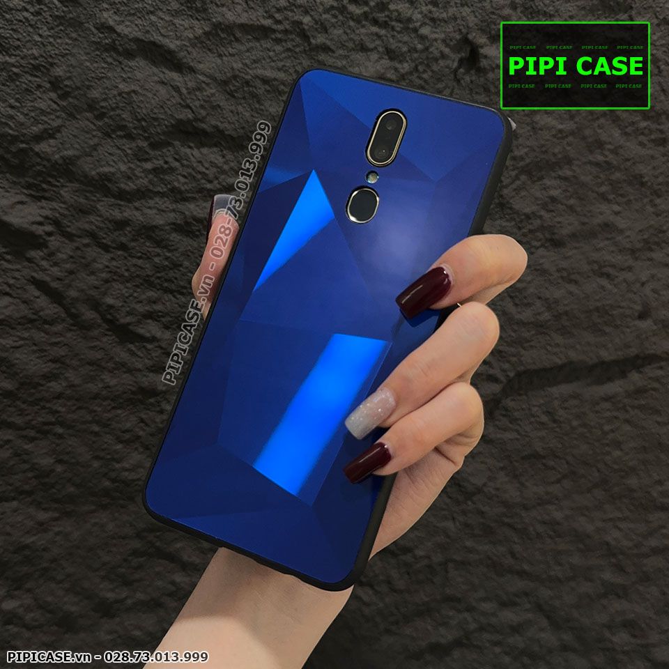 Ốp Lưng Oppo F11 - Kim Cương 6D - Xanh