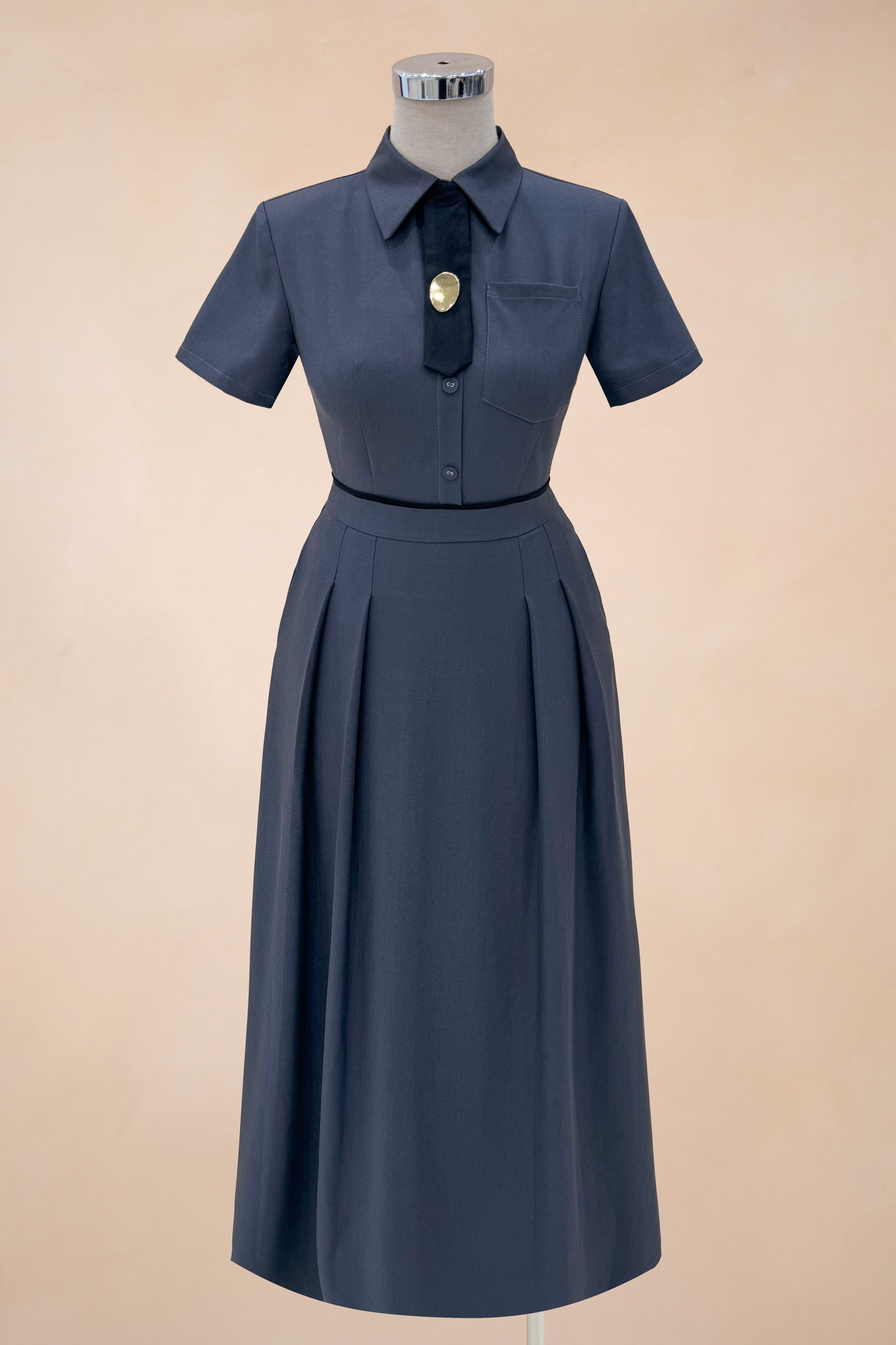 Đầm Xòe Thắt Vạt Túi Ngực TT