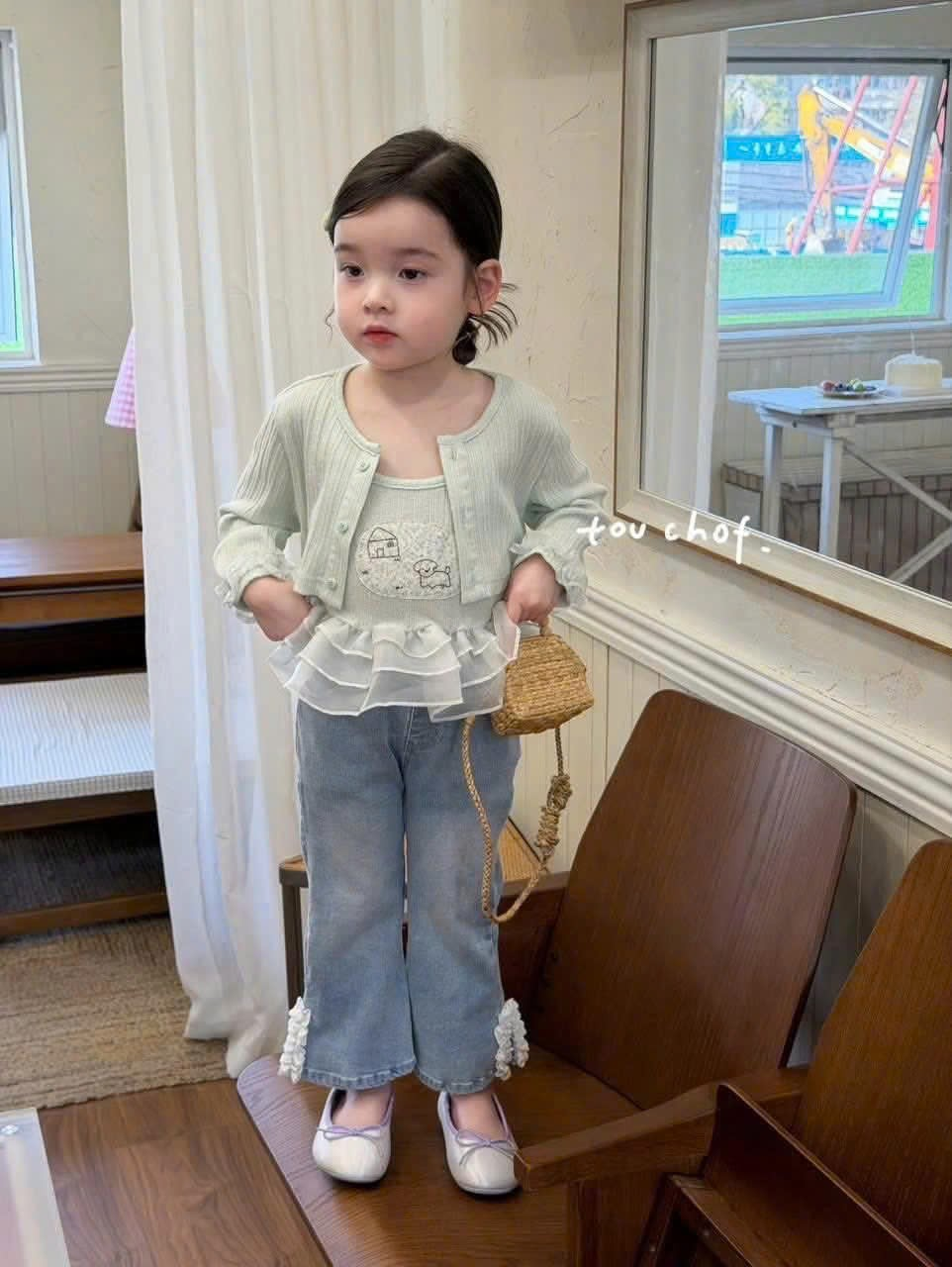 (E1) Set áo dây màu xanh mint kèm khoác Croptop Touch Of_thumbnail_0