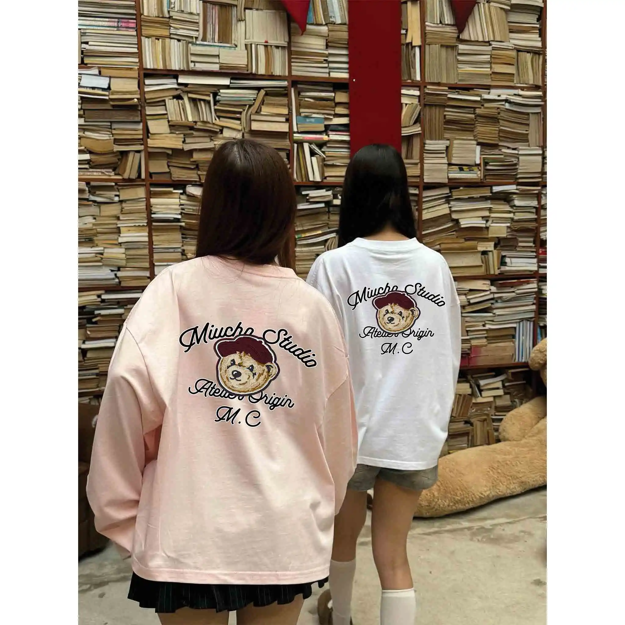 Áo thun form boxy tay dài Miucho Studio cotton 2 chiều dày dặn thoáng mát cổ tròn in mix 2703_thumbnail_3