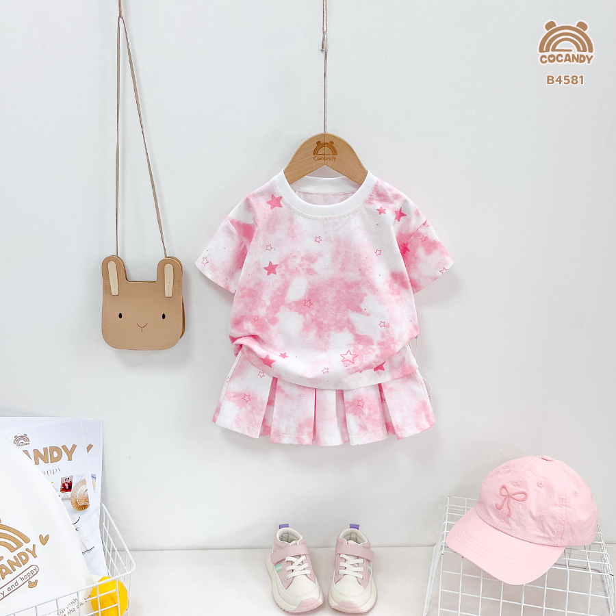 Bộ cộc HỒNG loang họa tiết ngôi sao