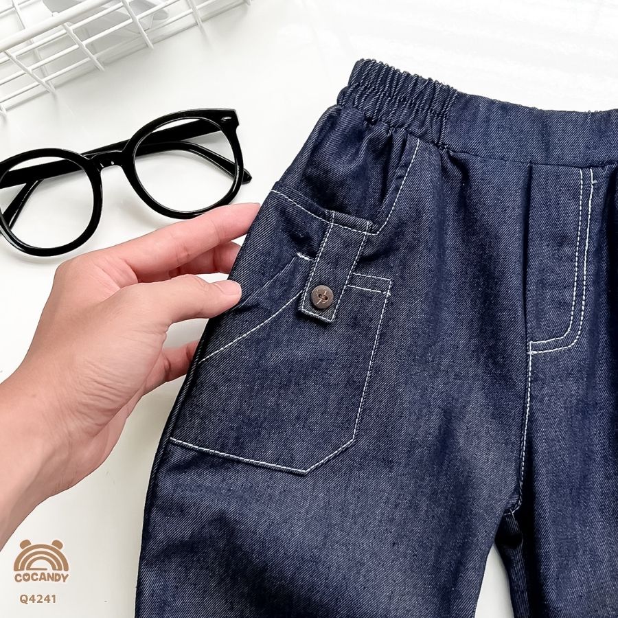 Quần dài jean XANH ĐẬM phối chỉ TRẮNG túi sườn_thumbnail_3