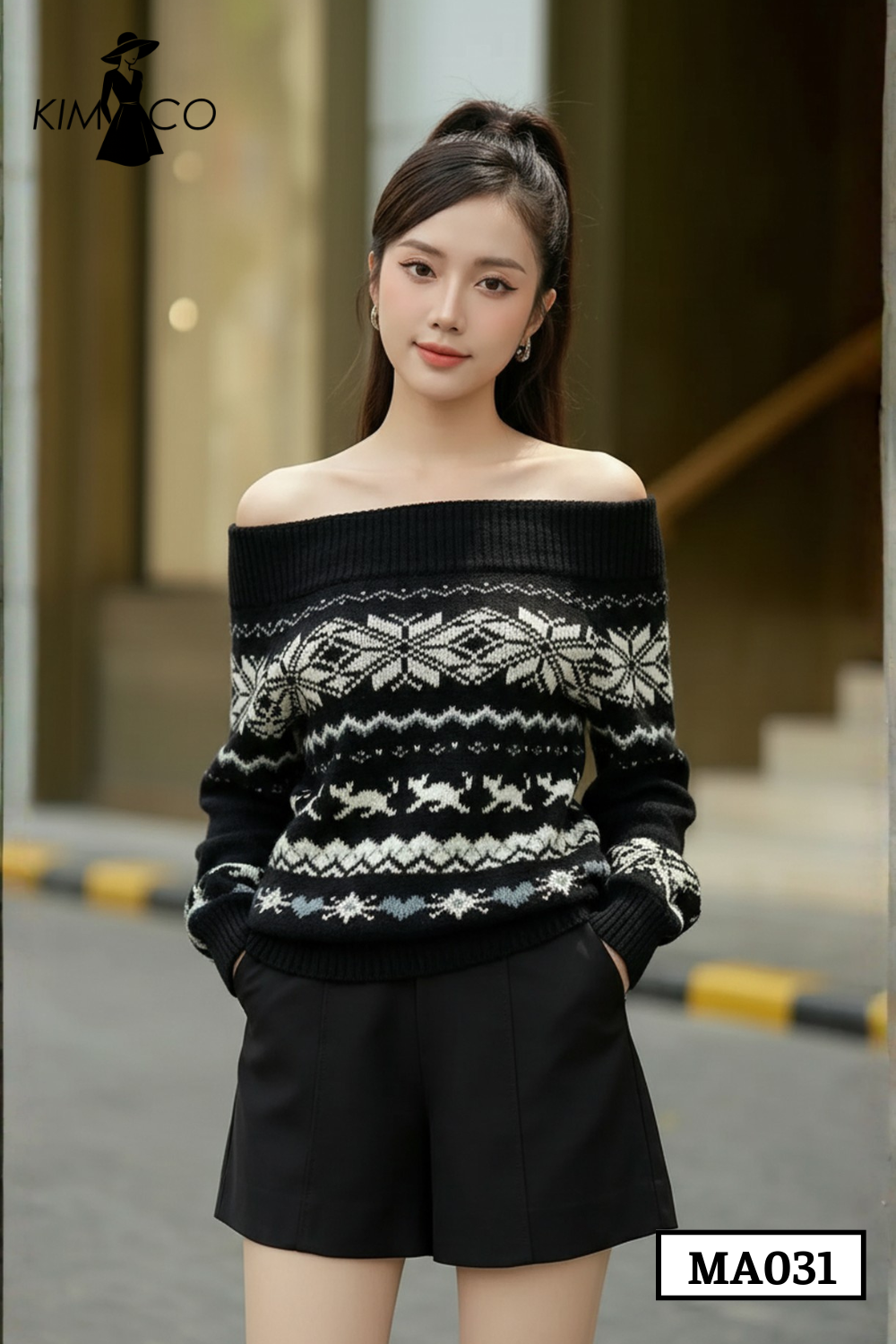 Áo Len Trễ Vai Nữ Tính - MA031