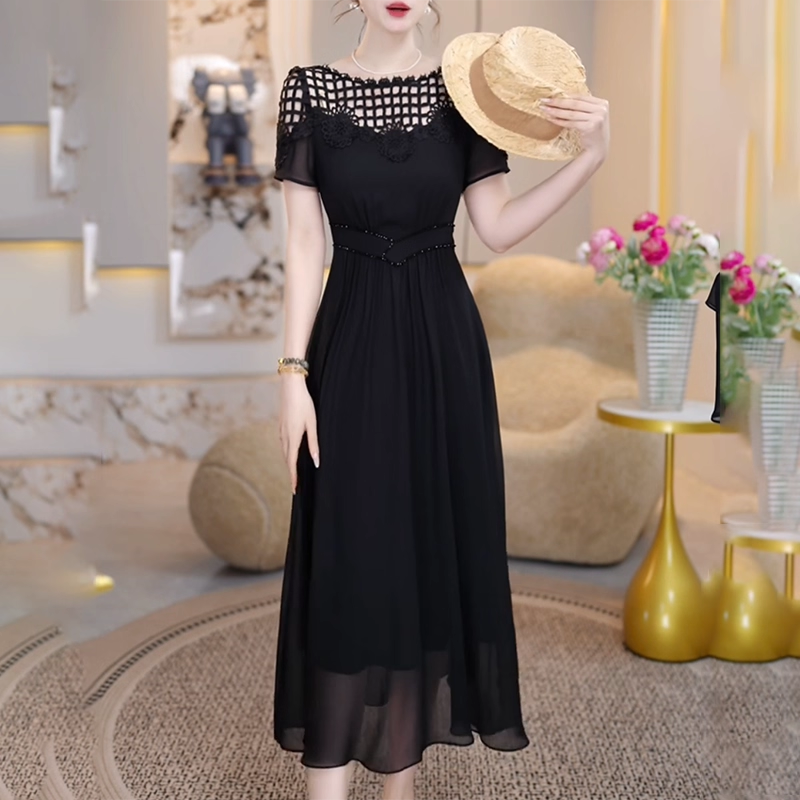 17318- Đầm voan xòe dự tiệc phối ren ô vuông hoa (voan, lót thun)_thumbnail_1