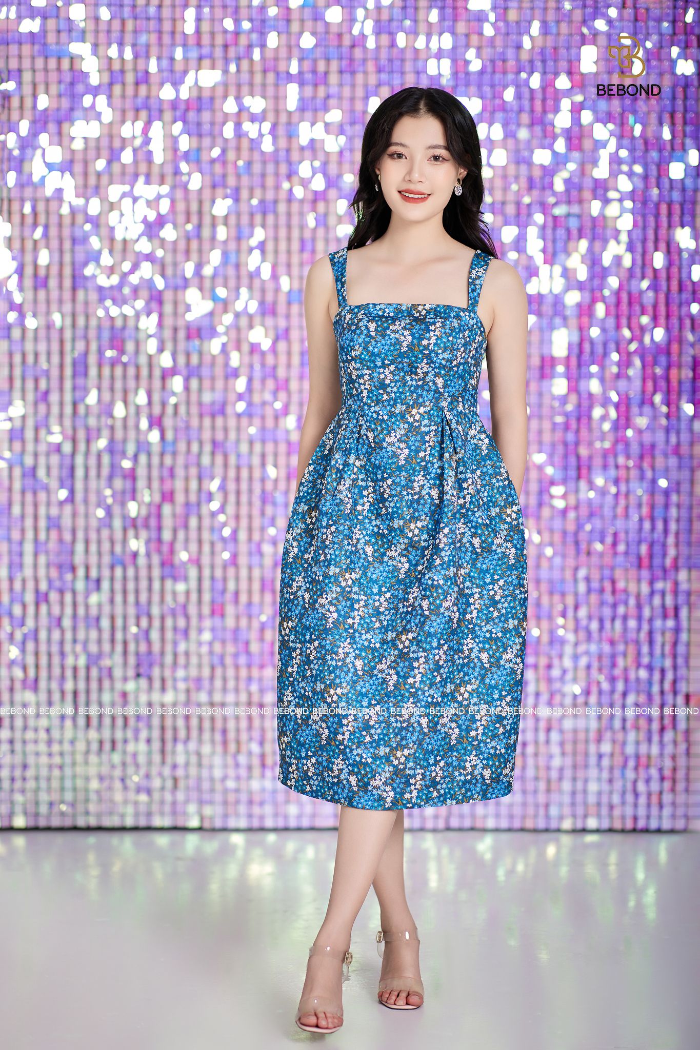 Váy hai dây gấm hoa xanh - Aurora Dress_thumbnail_0
