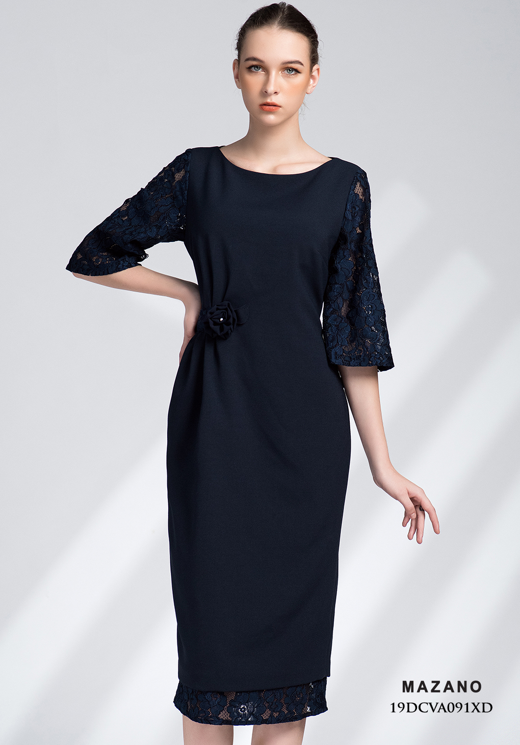 Đầm xanh than phối ren đính hoa_thumbnail_0