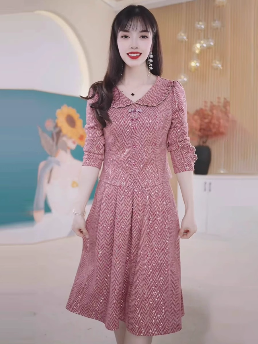 15423-Set áo kèm chân  váy kẻ sọc đỏ hồng ( linen kẻ)_thumbnail_1