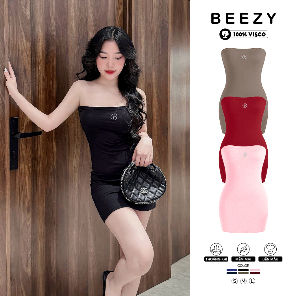 Đầm ống body tôn dáng basic 2497 Beezy vải visco 100% mềm mại thoáng mát, hack dáng in typography