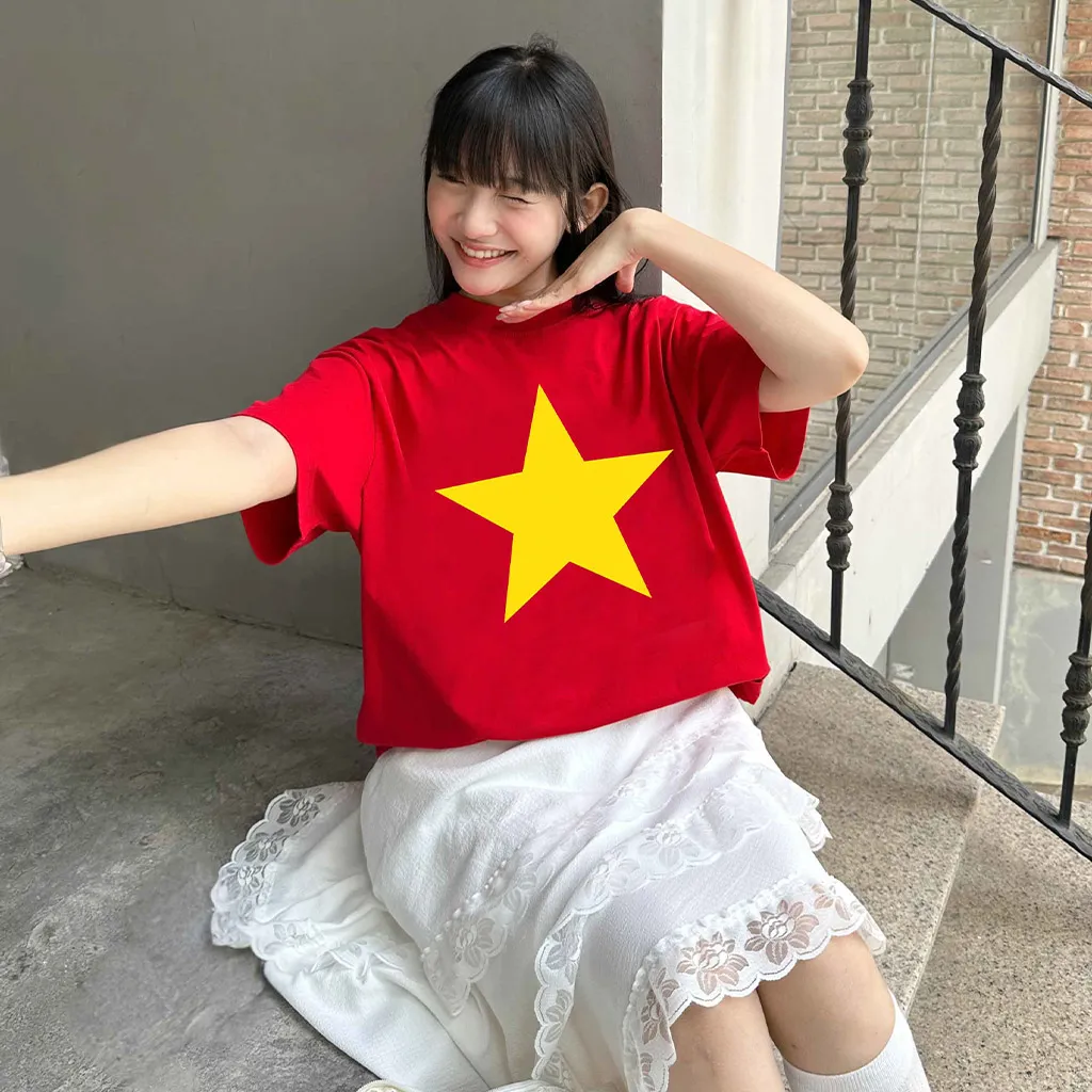 Áo thun Việt Nam cờ đỏ sao vàng form boxy AXD2464 Miucho vải cotton thoáng mát in basic_thumbnail_6