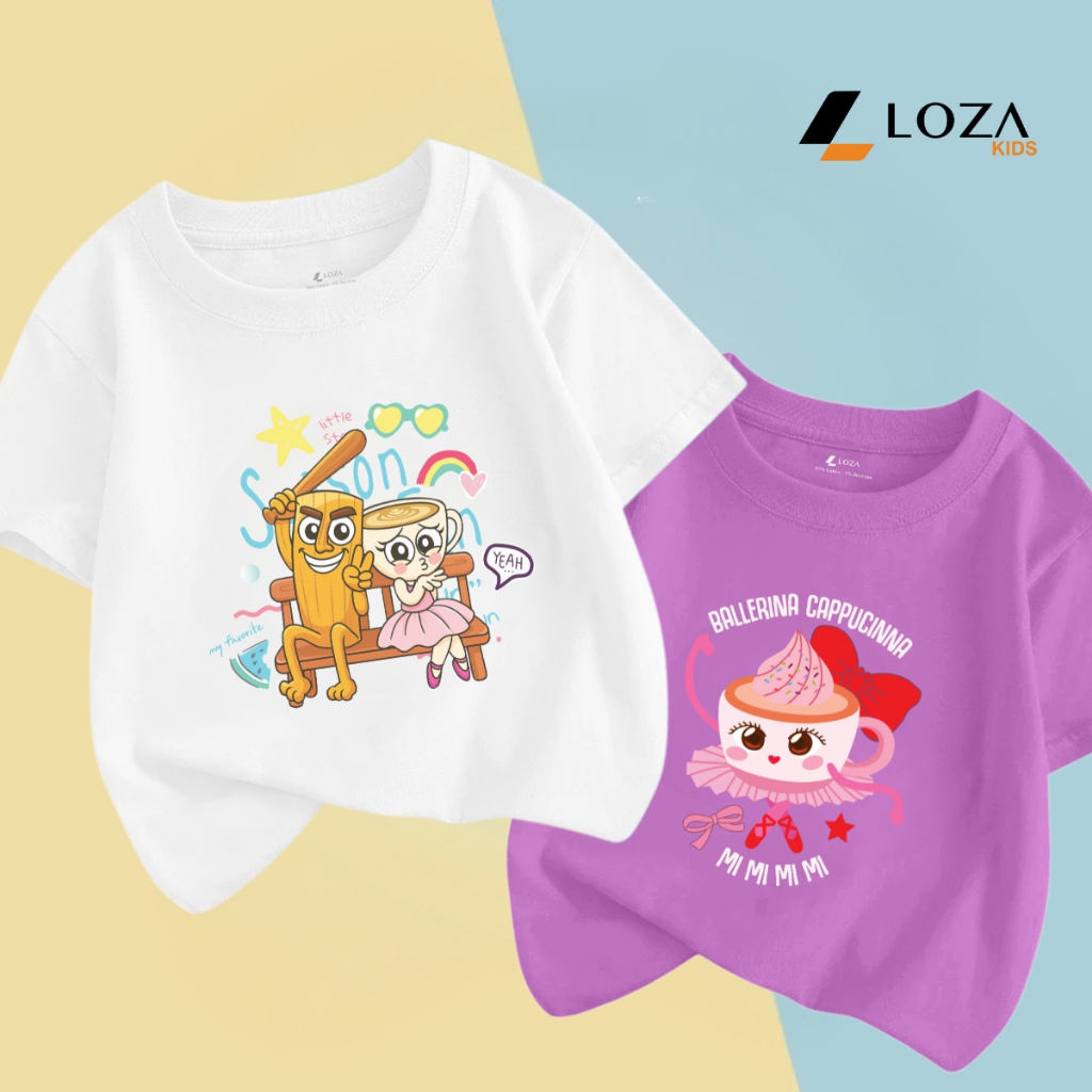 Áo thun cộc tay bé gái hình Tung Tung Tung Sahur, Ballerina Cappuccina - Loza Kids CA010_thumbnail_4