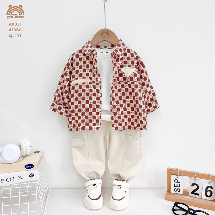 Áo dài ĐỎ sơ mi họa tiết ô vuông_thumbnail_1