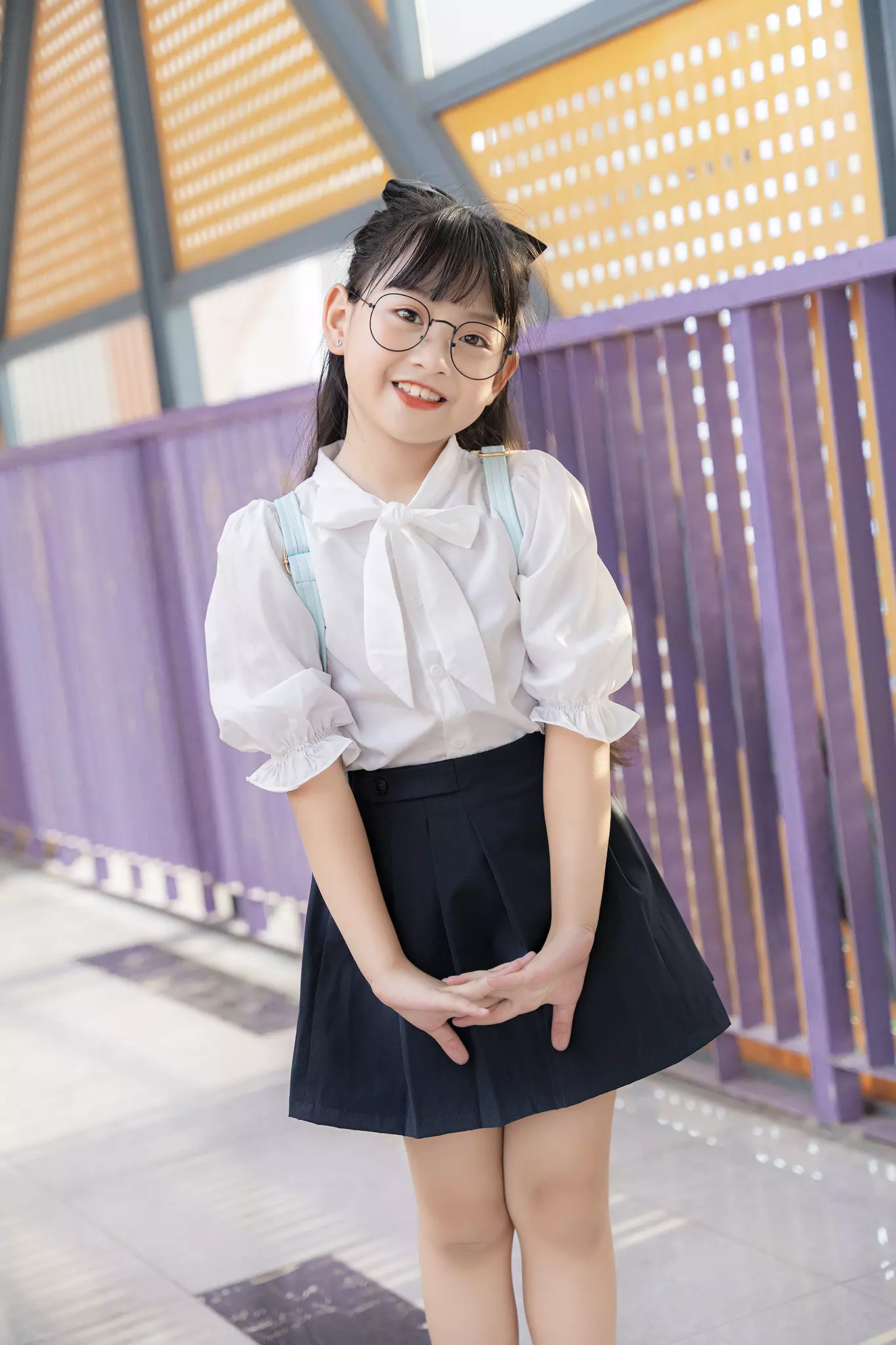 Áo sơ mi cổ tàu thắt nơ