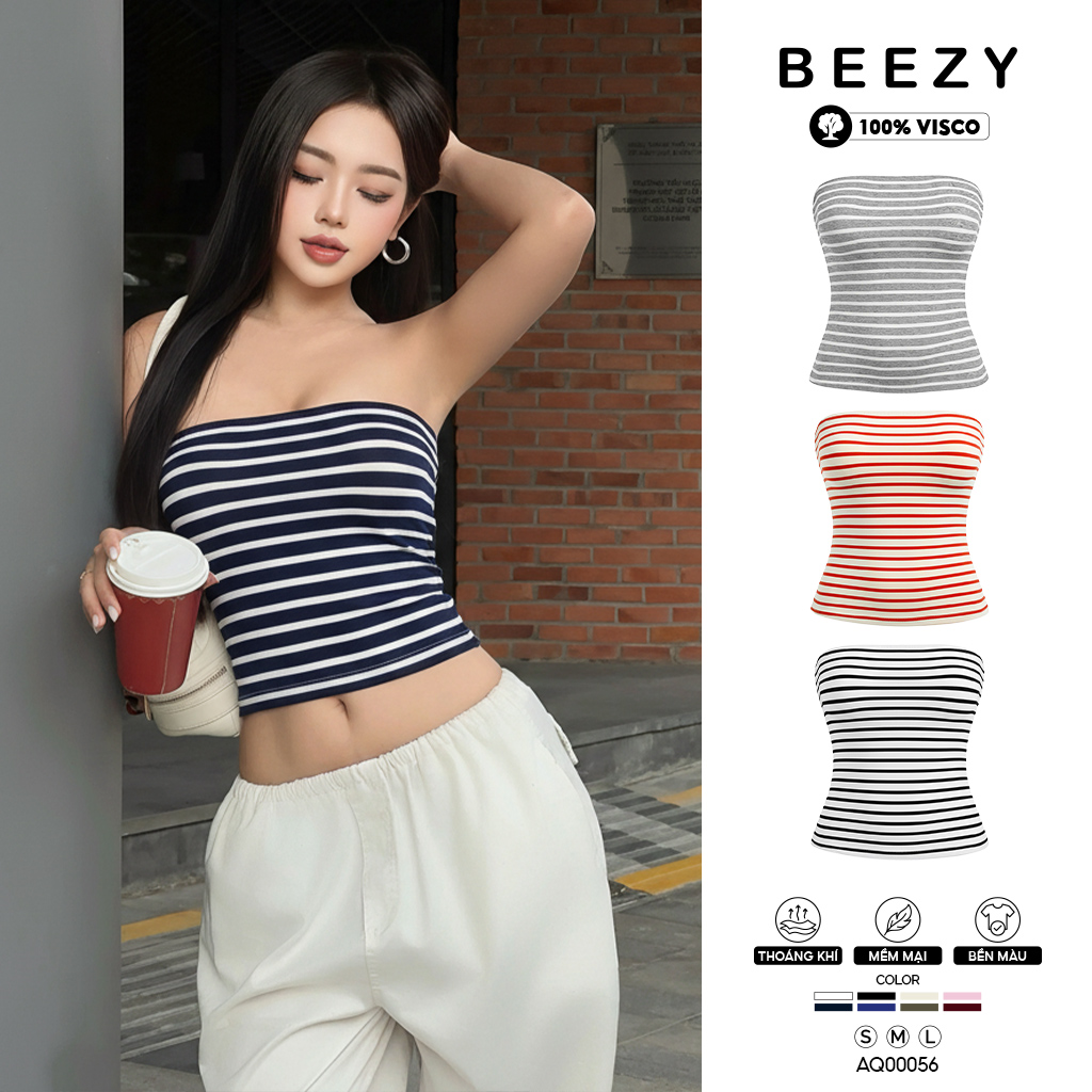 Áo quây ôm body Beezy vải thun rib thoáng mát chuẩn form hack dáng sọc mix màu AQ00056