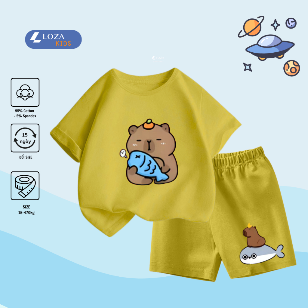 Bộ quần áo bé gái in hình 'Capybara ôm Cá'- SB109_thumbnail_1