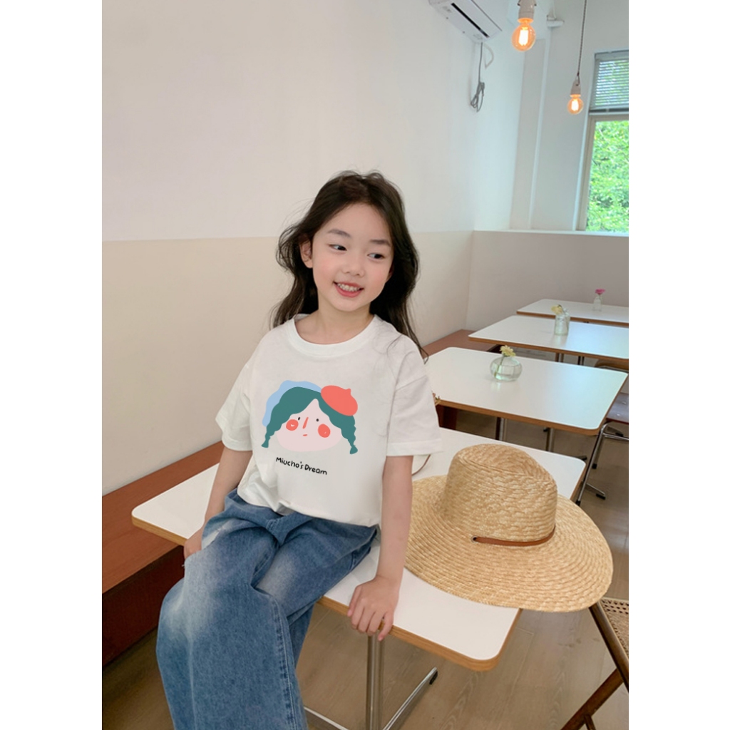 Áo thun dễ thương cho bé gái form rộng AED655 Miucho Kid 100% vải cotton thoáng mát basic_thumbnail_3