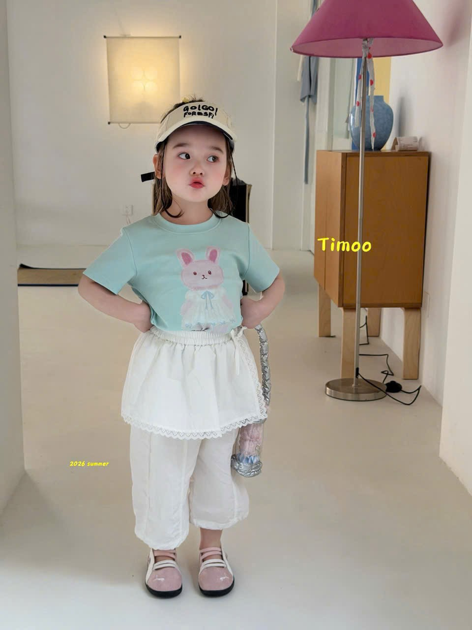A129 - Quần cotton dài phối bèo trắng hãng Timoo