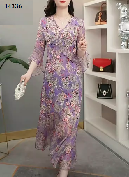 14336-Đầm voan tím in hoa tay lở đuôi cá (voan,lót)_thumbnail_0
