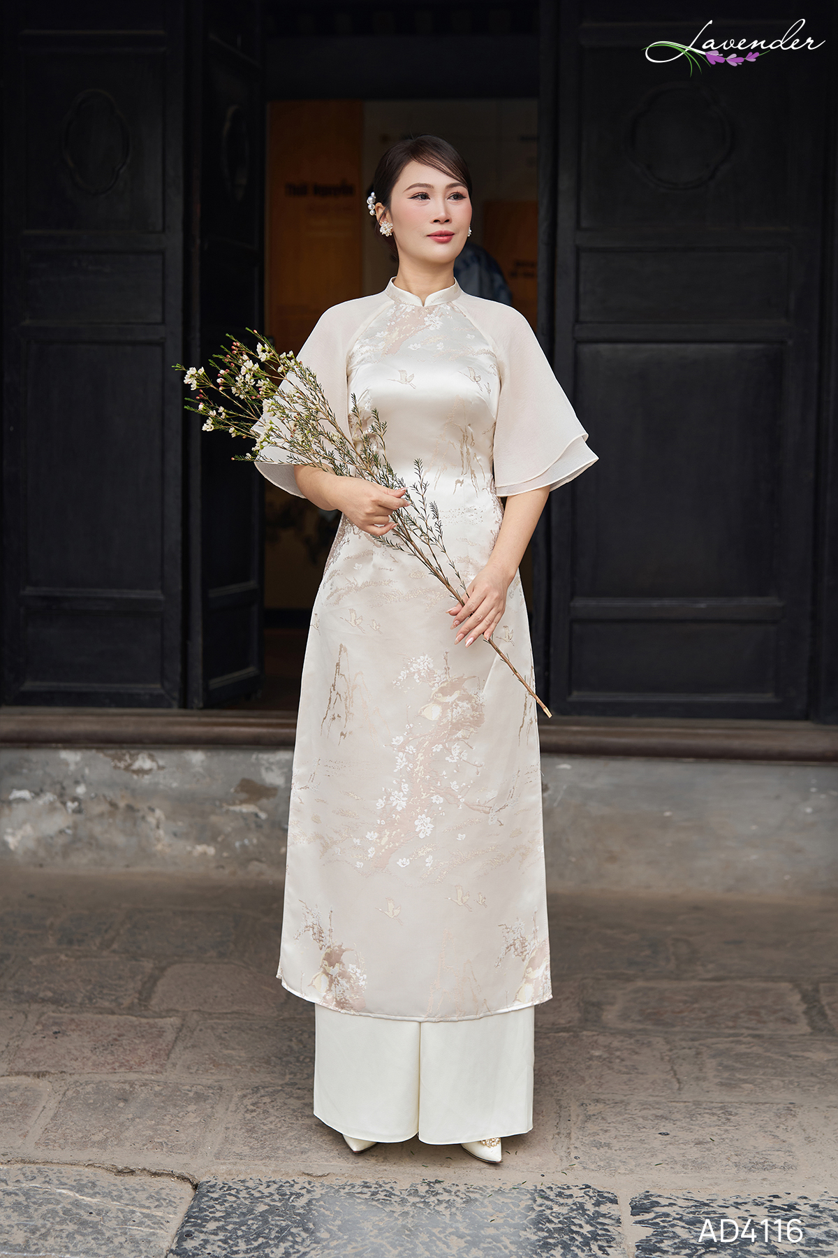 Áo dài tafta phối tay AD4116