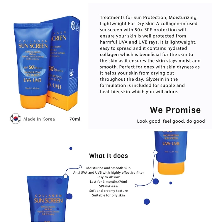 Collagen Sun Screen SPF50+ PA+++ UVA UVB 70 ml