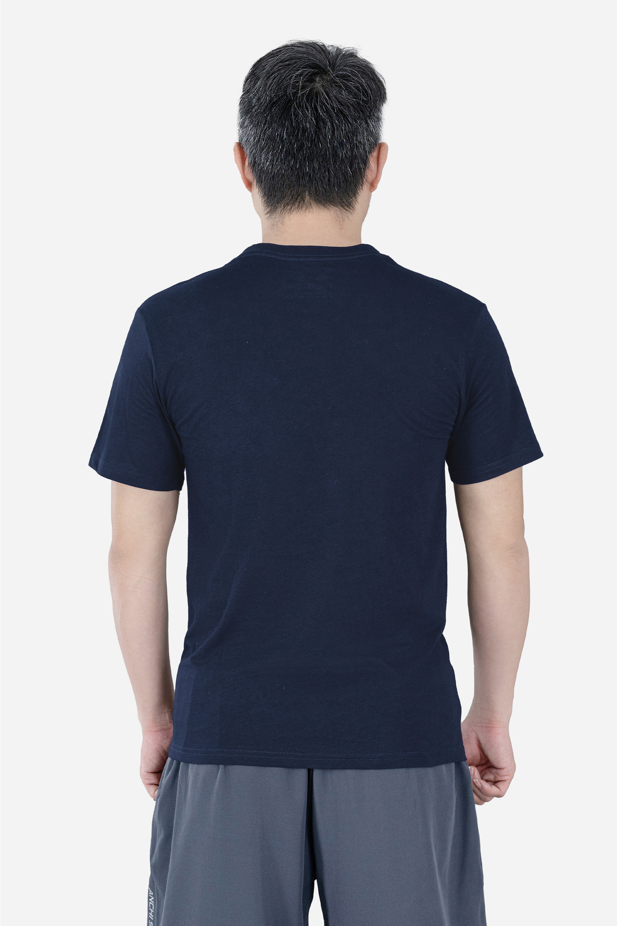 Áo Phông Cổ Tròn Nam Trung Niên ANCHI Chất Liệu Cotton Co Giãn Màu Xanh Than_thumbnail_2