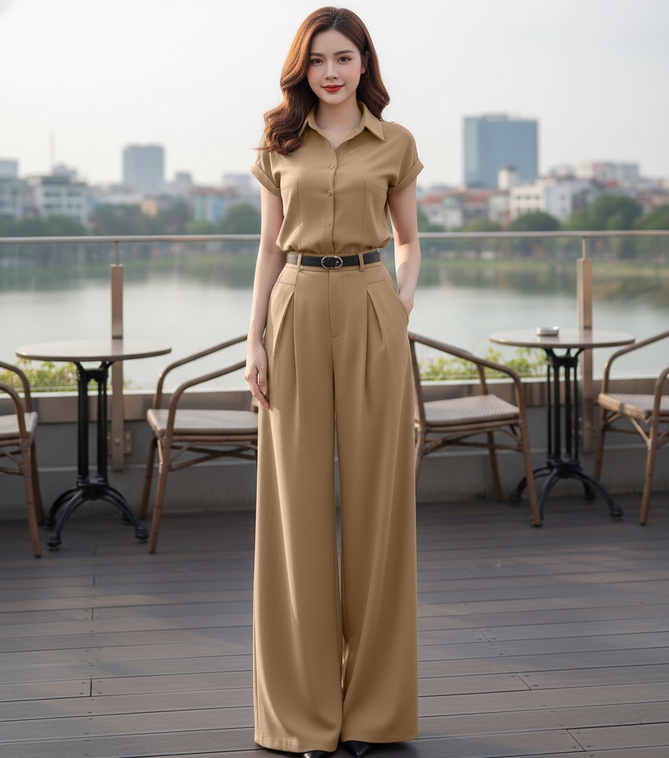 Set bộ đồ áo sơ mi phối quần ống rộng phong cách_thumbnail_12