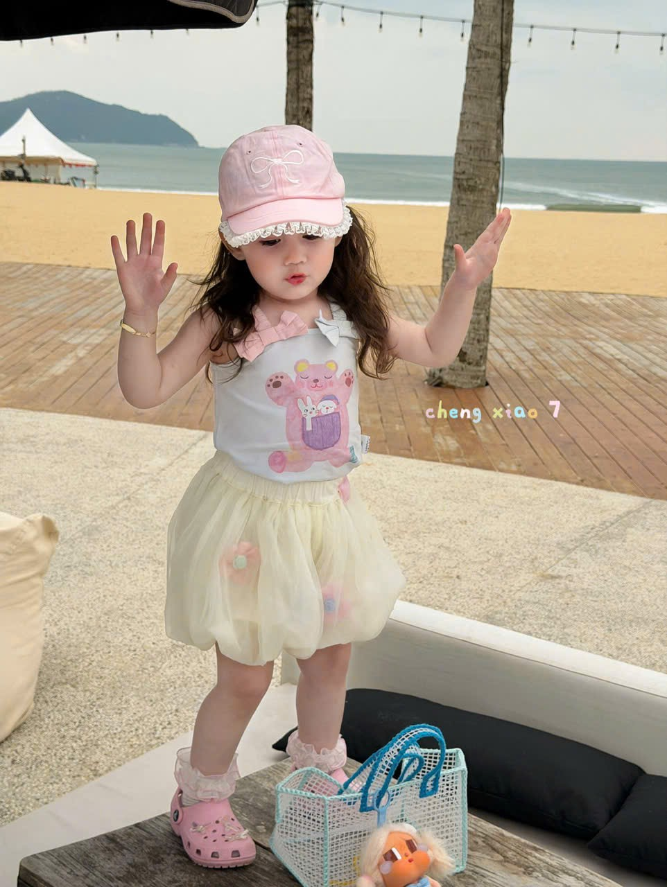 CX18 - Áo cotton sát nách in hình gấu đính nơ hãng CX7_thumbnail_0