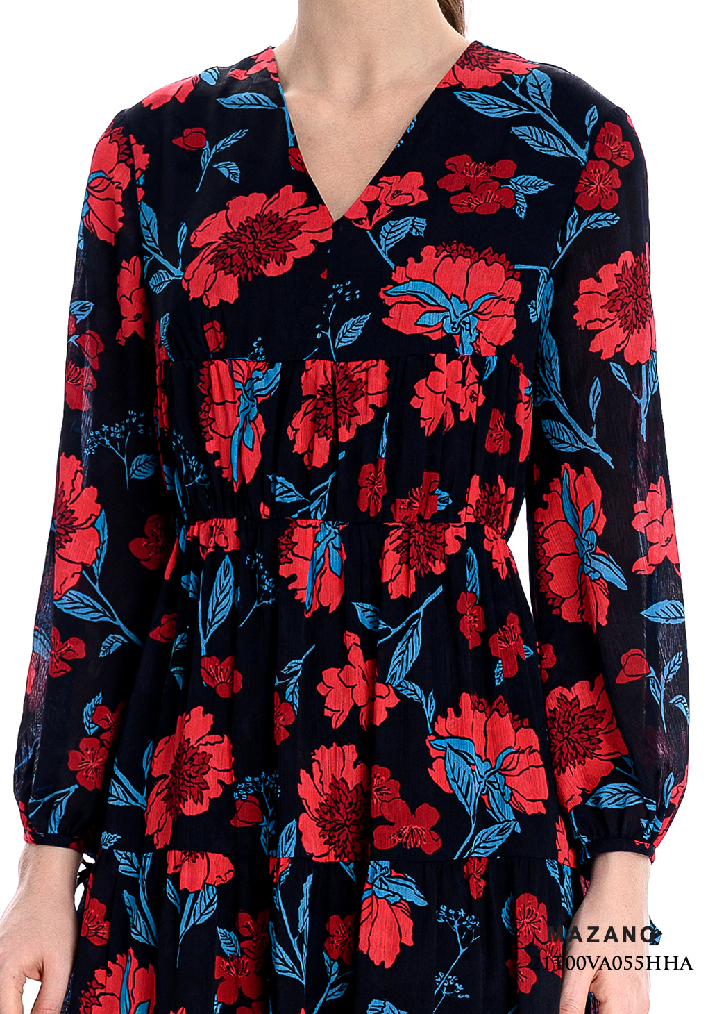 Đầm họa tiết dáng dài chân rủ tay cách điệu_thumbnail_4