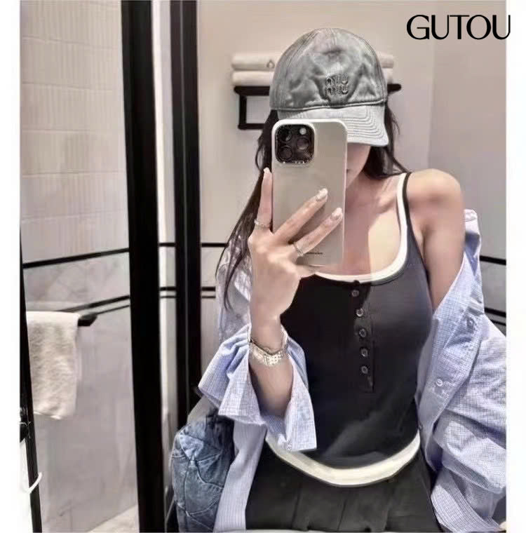 [ GUTOU ] Áo Tank Top Phối Lớp Có Mút