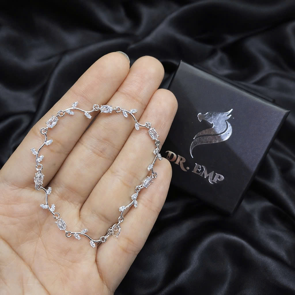 Vòng tay bạc xi kim hoa tulip kim cương đá trắng_thumbnail_1