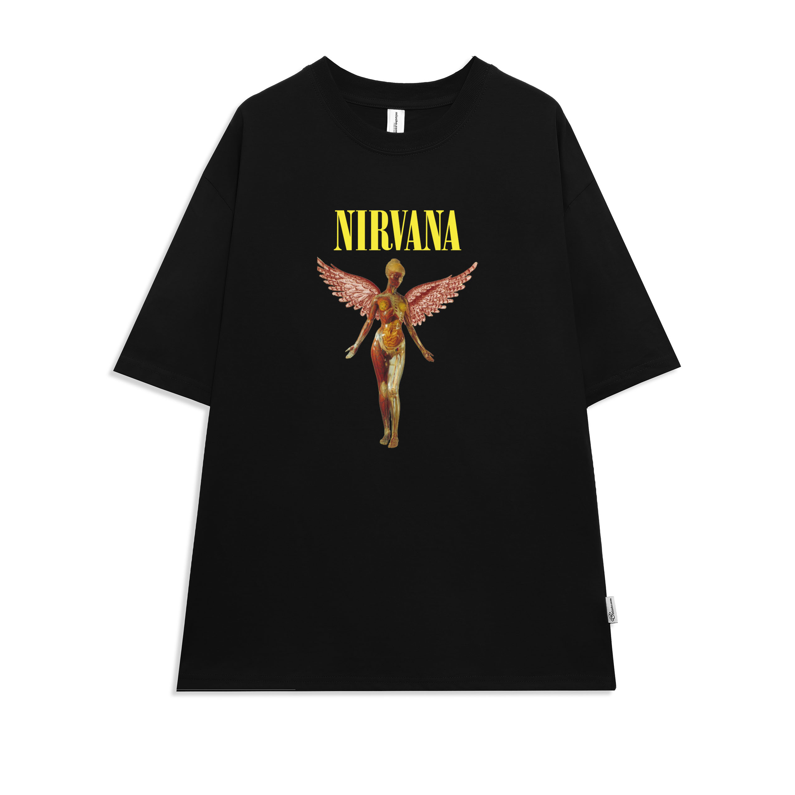 Áo thun nirvana form rộng đẹp tay lỡ oversize, áo thun nirvana form rộng tay lỡ hàn quốc cotton AT147 Miucho in logo_thumbnail_0