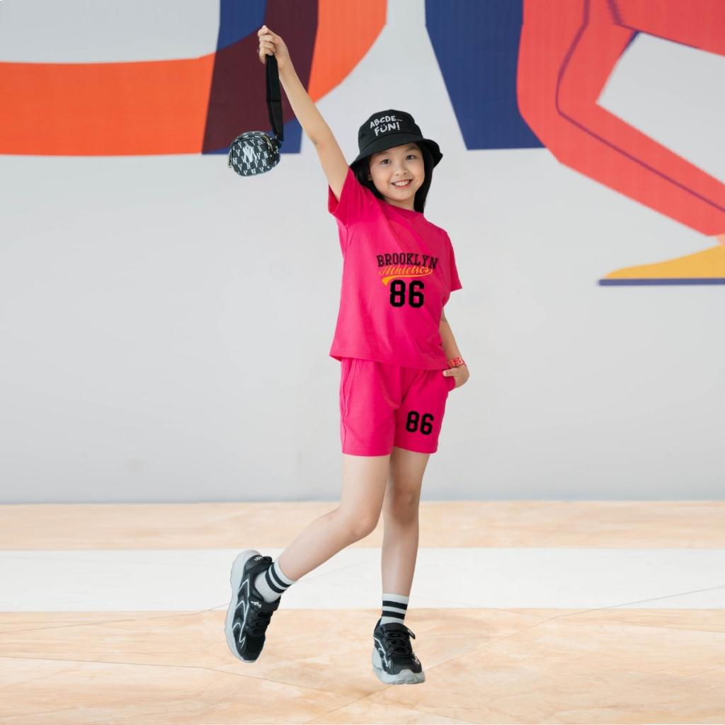 Bộ cộc tay bé gái mùa hè in số 86 -Quần áo trẻ em nữ cân nặng từ 15-40kg-  Loza Kids SB98_thumbnail_4