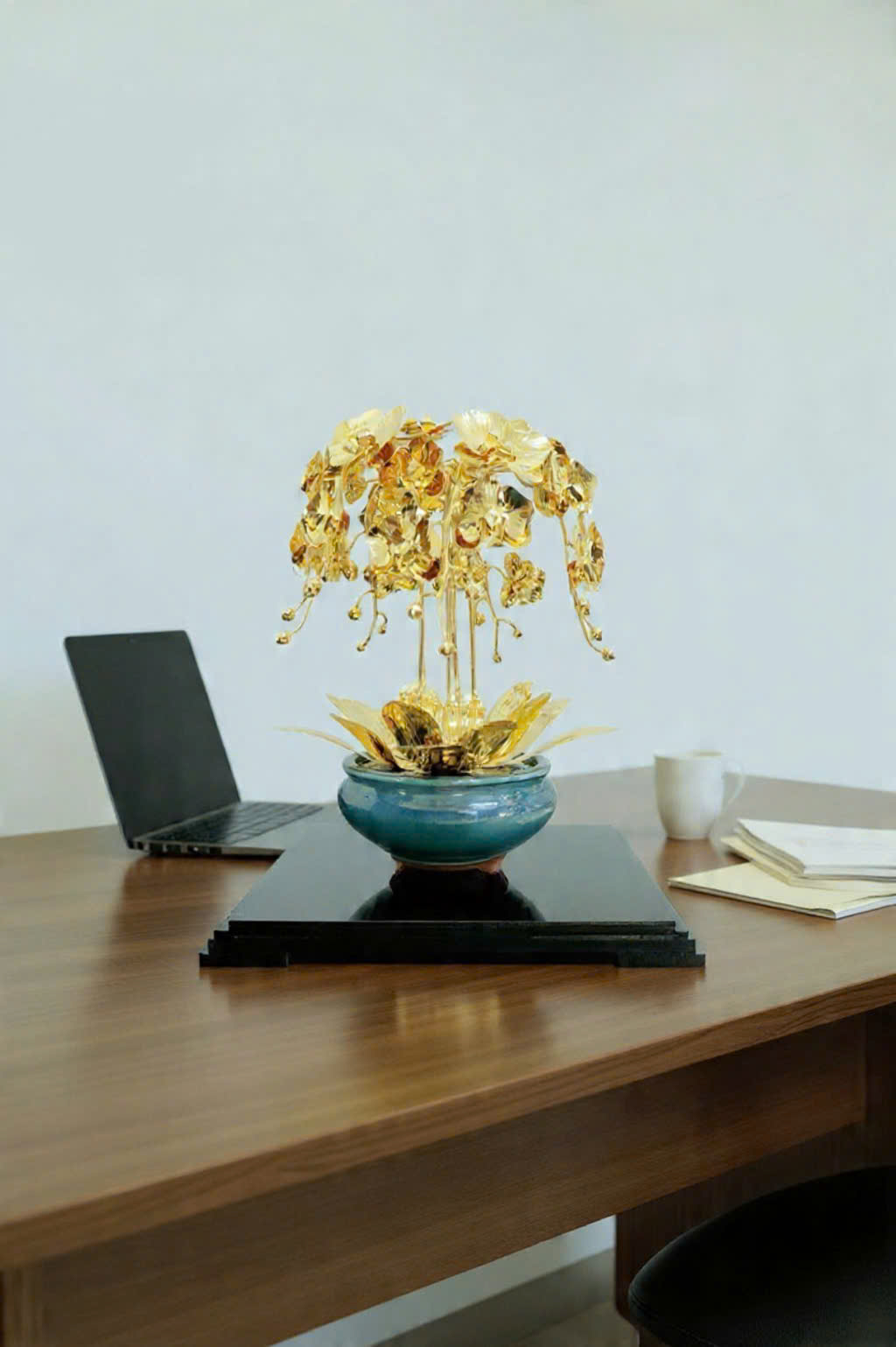 Chậu hoa lan 5 nhánh mạ vàng 24k _thumbnail_2