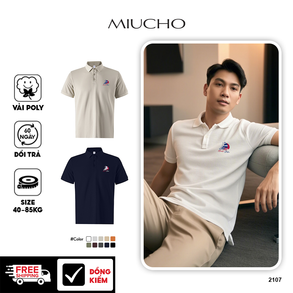 Áo polo nam big size form vừa 2107 Miucho Iconic vải cá sấu polyester thoáng mát in mix