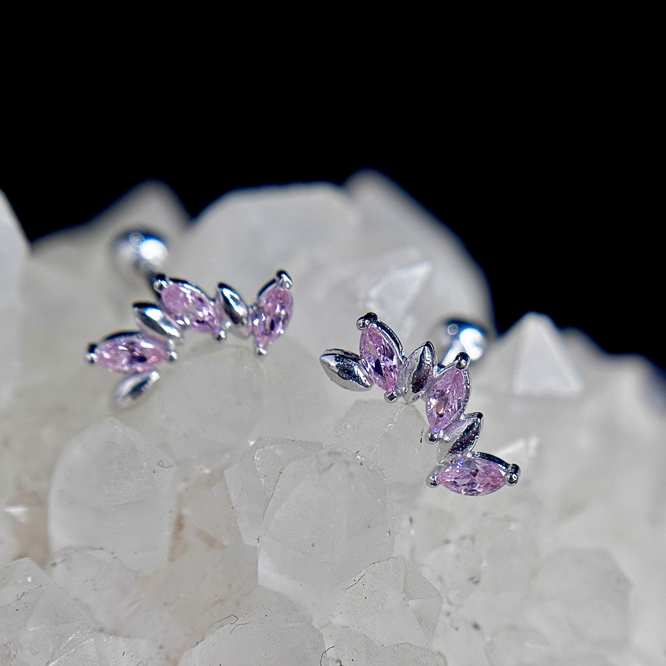 Khuyên kiểu bạc si kim dải kim cương hồng_thumbnail_2