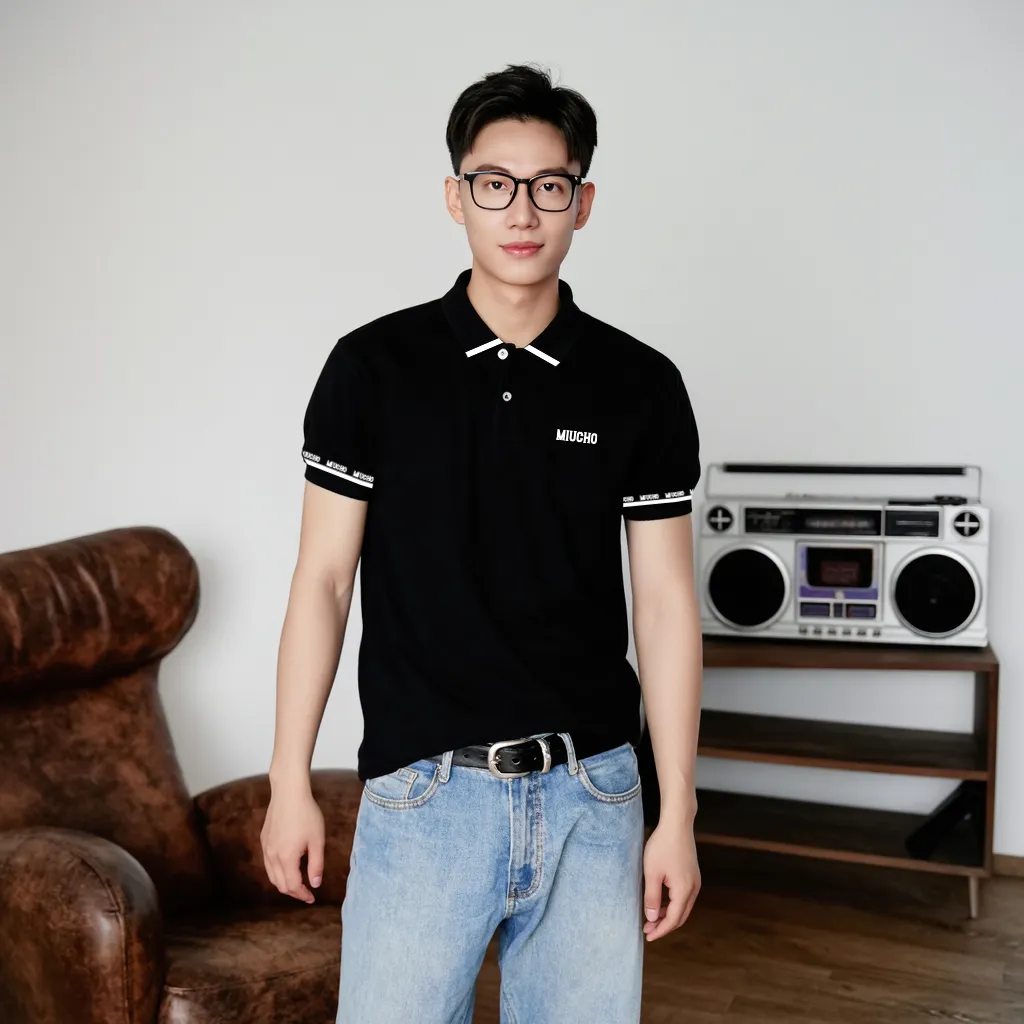 Áo polo nam trẻ trung 2467 Miucho Iconic chất vải cá sấu thoáng mát đứng form in mix_thumbnail_4