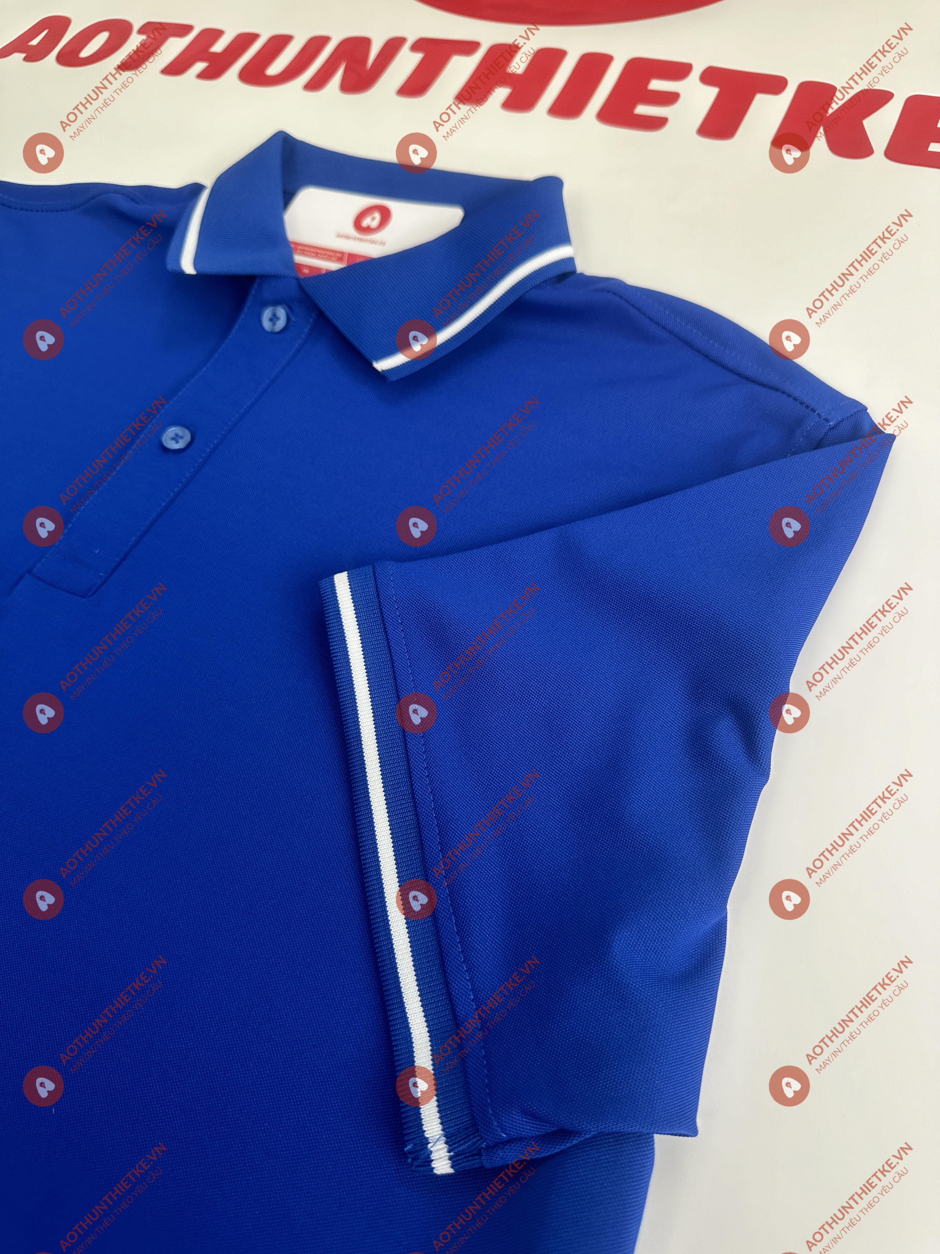 Áo Đồng Phục Polo 1 Sọc Xanh Bích_thumbnail_2