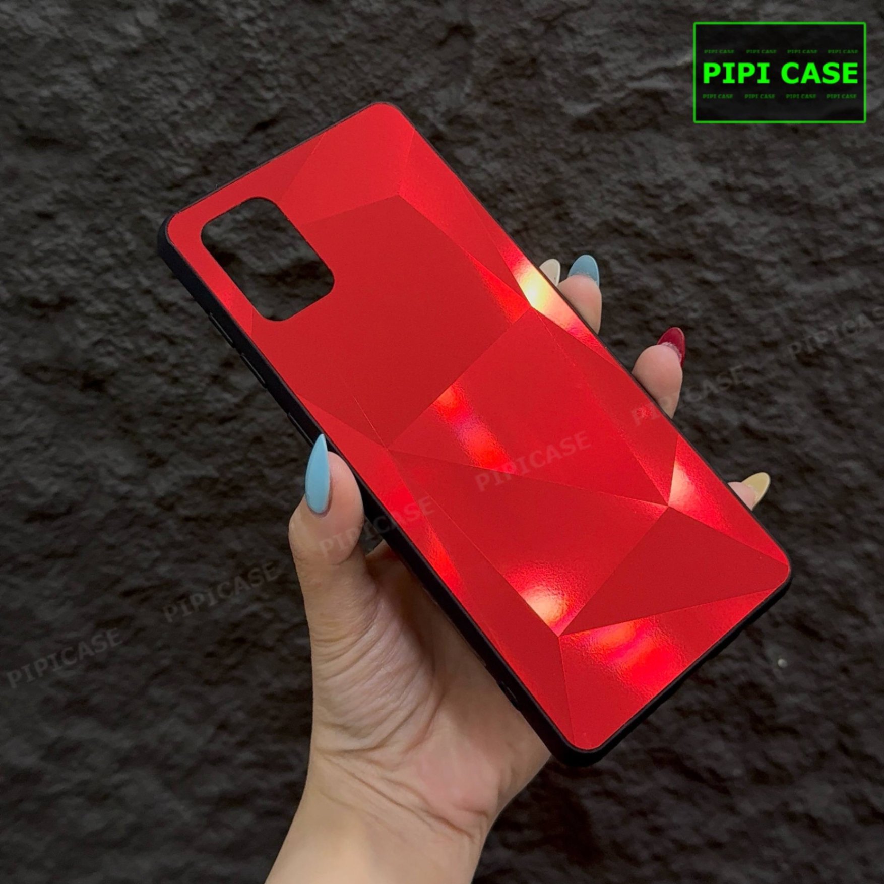 Ốp Lưng Samsung A71 - Kim Cương 6D - Đỏ