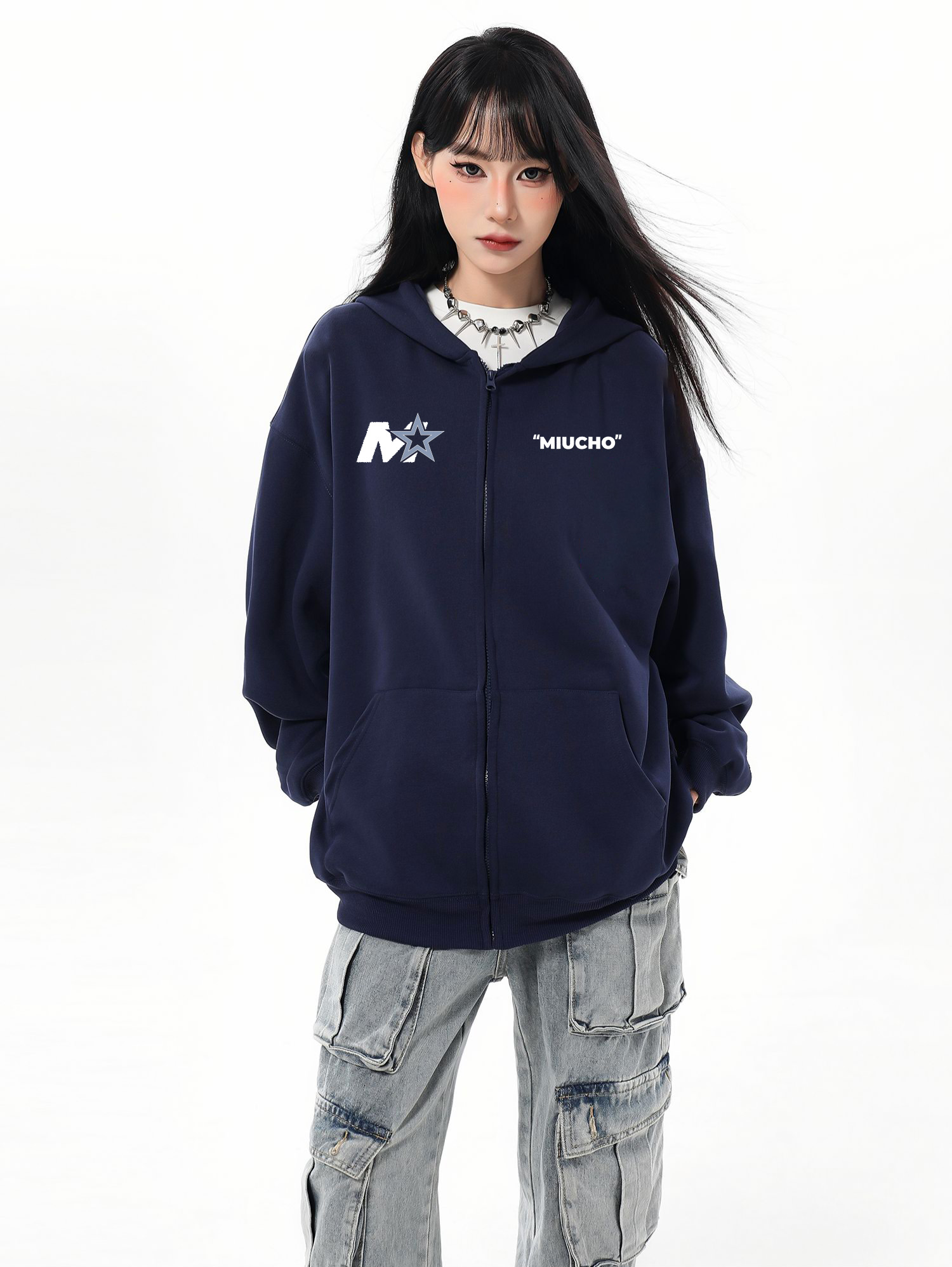 Áo hoodie zip local brand HZD1588 Miucho vải nỉ chân cua dày dặn mủ rộng in typography_thumbnail_6
