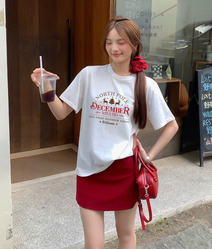 Áo thun nữ giáng sinh noel form vừa regular vải cotton 4c thoáng mát 1766 Miucho Chic Chic in mix_thumbnail_3