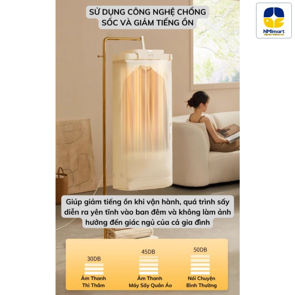 Máy Sấy Quần Áo NMIMART Đa Năng Treo Tường Gấp Gọn Khử Trùng Khử Khuẩn, 2 Chế Độ Sấy, Tiết Kiệm Diện Tích_thumbnail_3