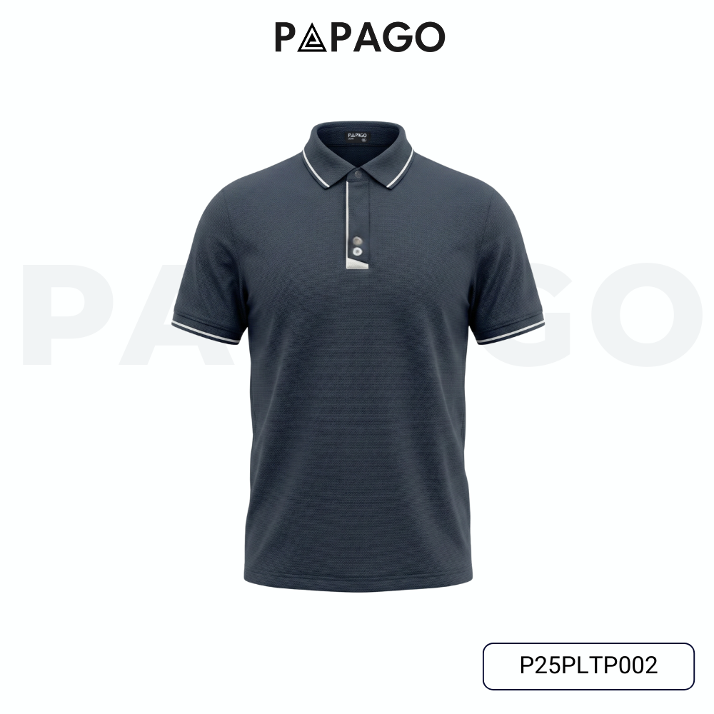 Áo Thun Polo PAPAGO Nam Trung Niên Phối Trụ Cổ Tinh Tế Form Rộng Thoải Mái - P25PLTP002_thumbnail_6