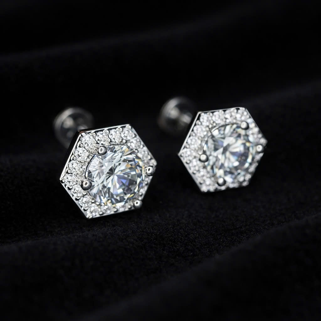 Khuyên kiểu đá xanh hợp kim lục giác bi vặn_thumbnail_2