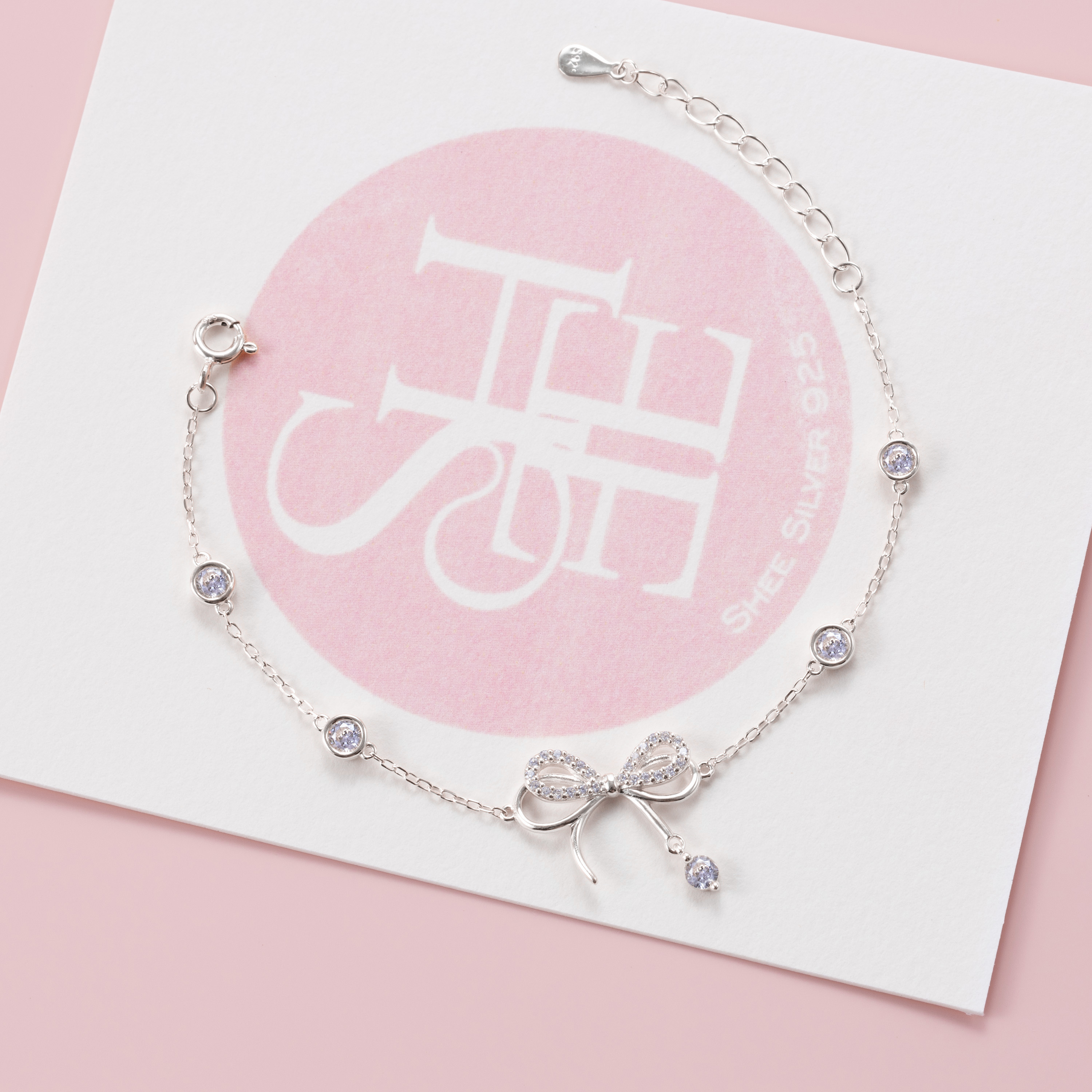 Lắc tay bạc nữ Shee Silver 925 nơ thắt đính đá mix ổ đá tròn – phụ kiện sang trọng, dễ phối đồ, quà tặng ý nghĩa LT006_thumbnail_3